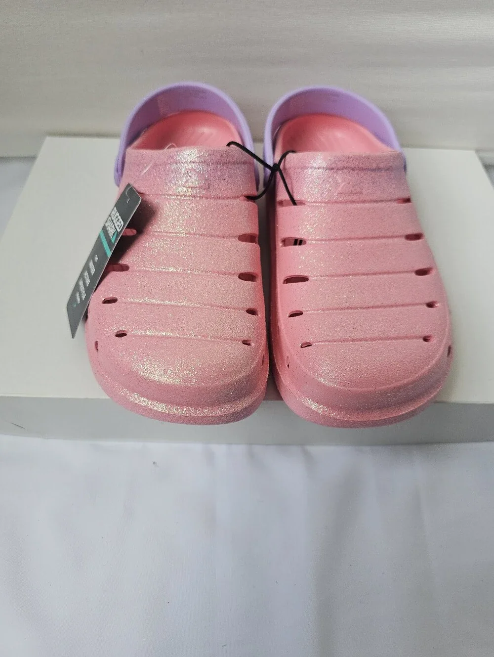 Rugged Shark Glitter Clogs - Big Girls Size 4 (NWT)